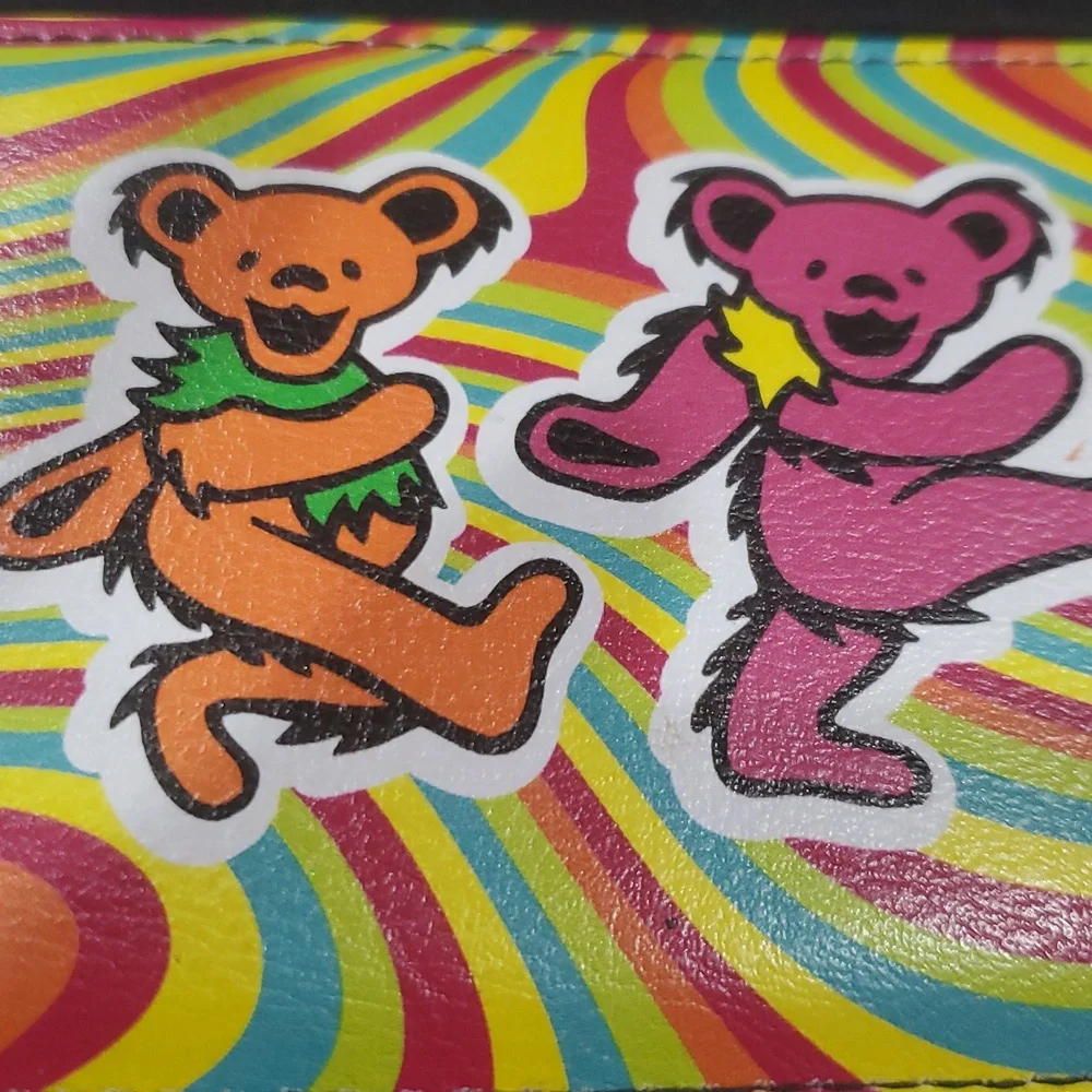 Grateful Dead Dancing Bears Psychedelic Rainbow Print‎ Card case bifold Wallet